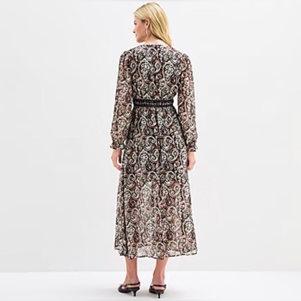 FRYE AND CO. Multicolor Paisley Long Sleeve Dress size XS New with tag - Picture 3 of 8